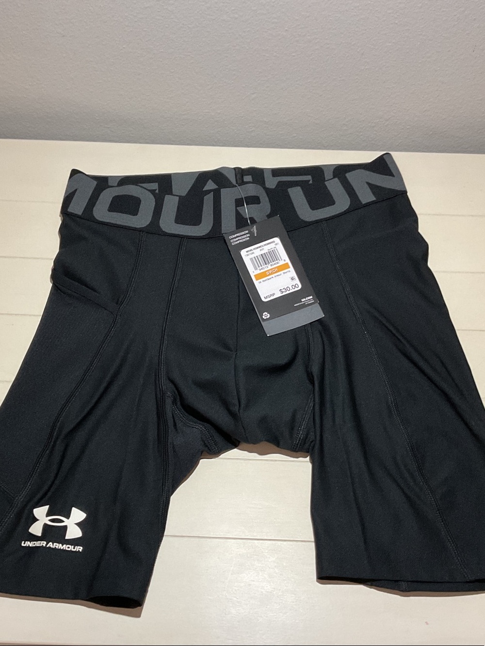 Under Armour Black Men's Compression Boxer Briefs with Gray Logo Waistband